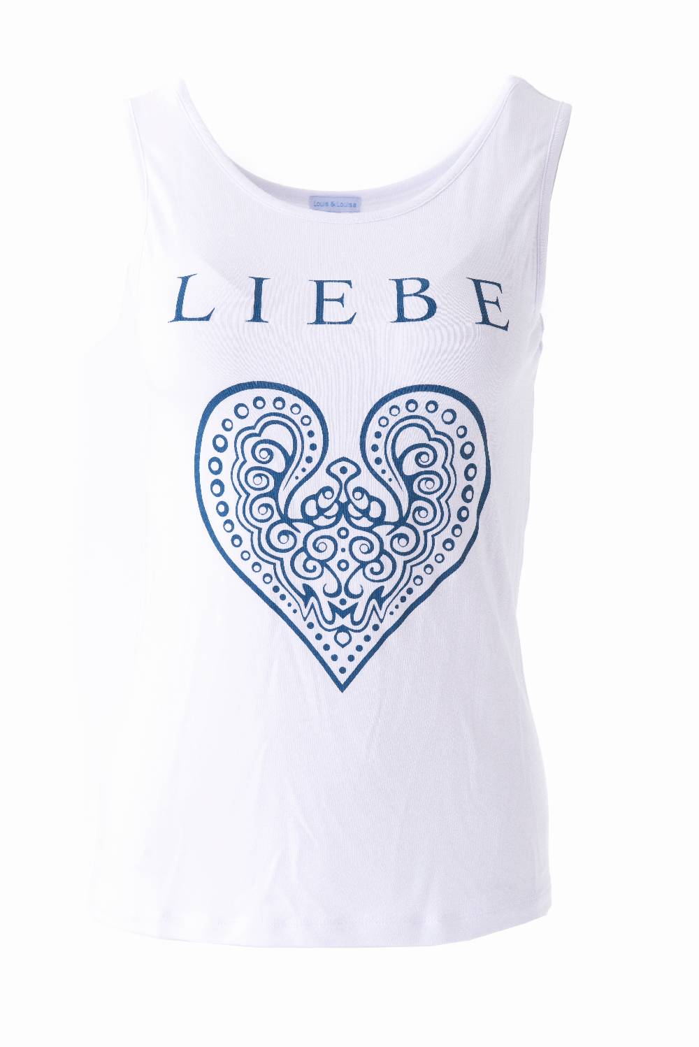 Louis & Louisa YOGA Tanktop Herz, weiß / blau Outlet