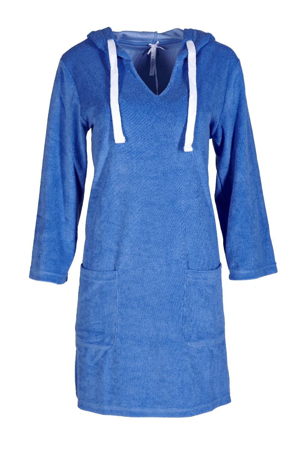 Louis & Louisa Badekleid Frottee Damen, blau mit Kapuze Angebote