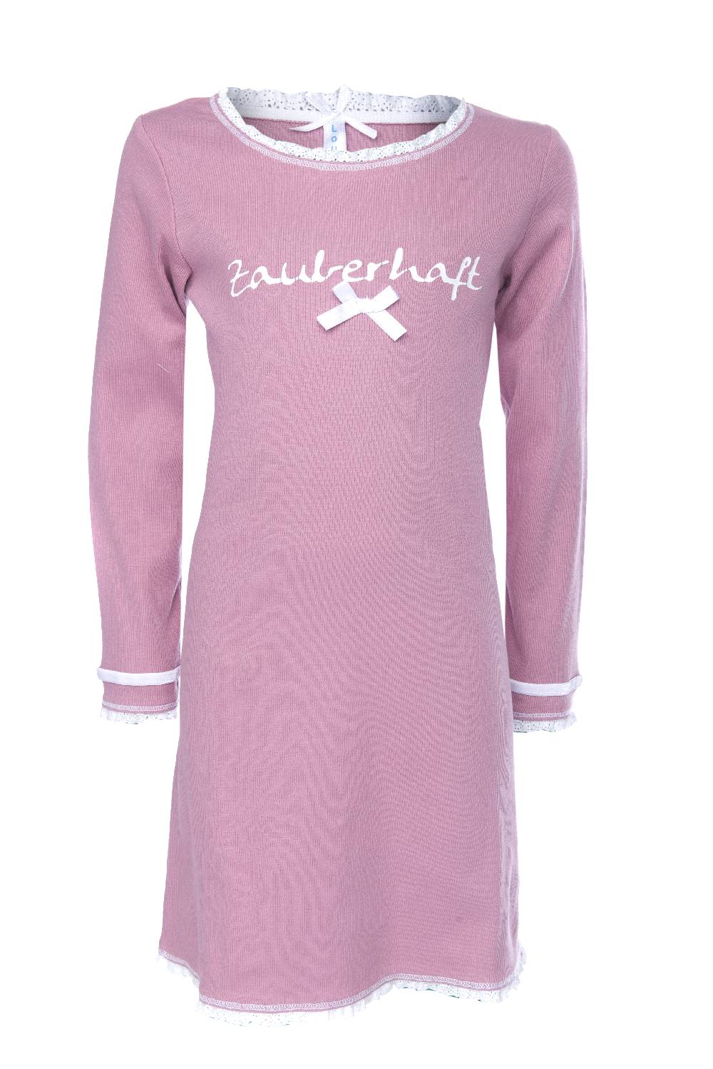 Louis & Louisa Nachthemd Kinder Rippe "Zauberhaft", rosa