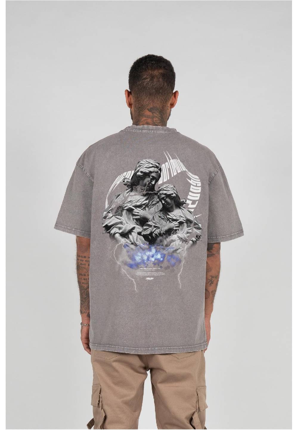 MJ Gonzales HIGHER THAN HEAVEN V.2 Acid Washed Heavy Oversize Tee Schlussverkauf