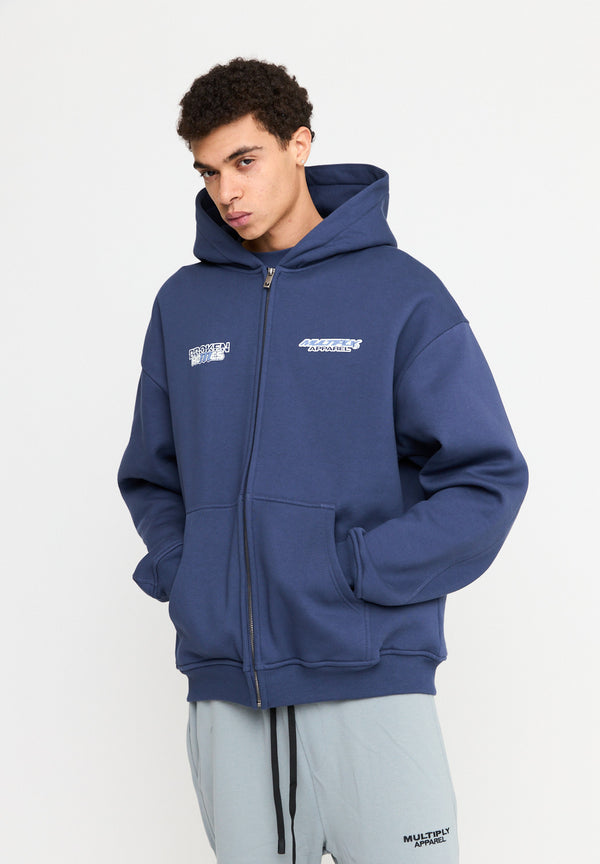 Multiply Spparel Oversize Zip Hoodie BROKEN HOMES Night Shadow Verkauf