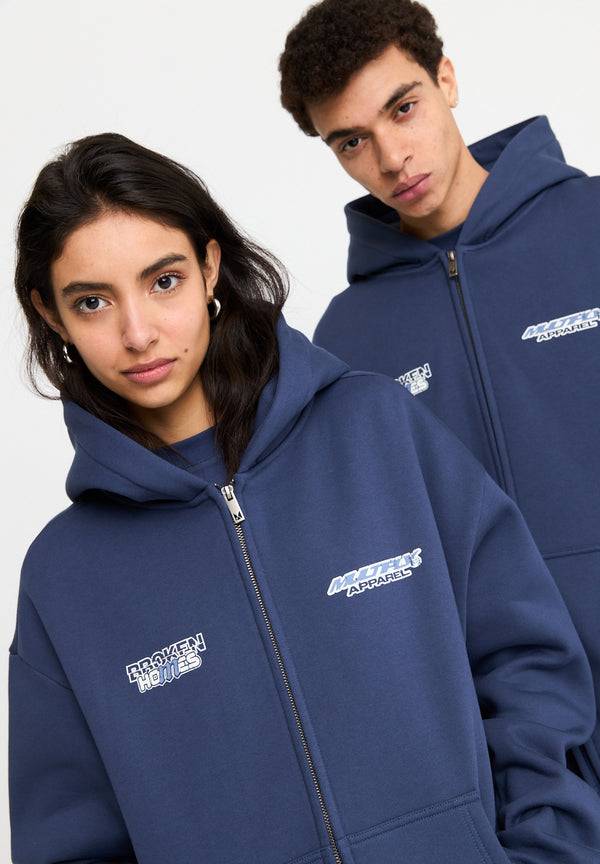 Multiply Spparel Oversize Zip Hoodie BROKEN HOMES Night Shadow Verkauf
