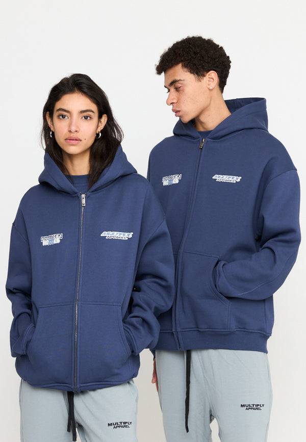 Multiply Spparel Oversize Zip Hoodie BROKEN HOMES Night Shadow Verkauf
