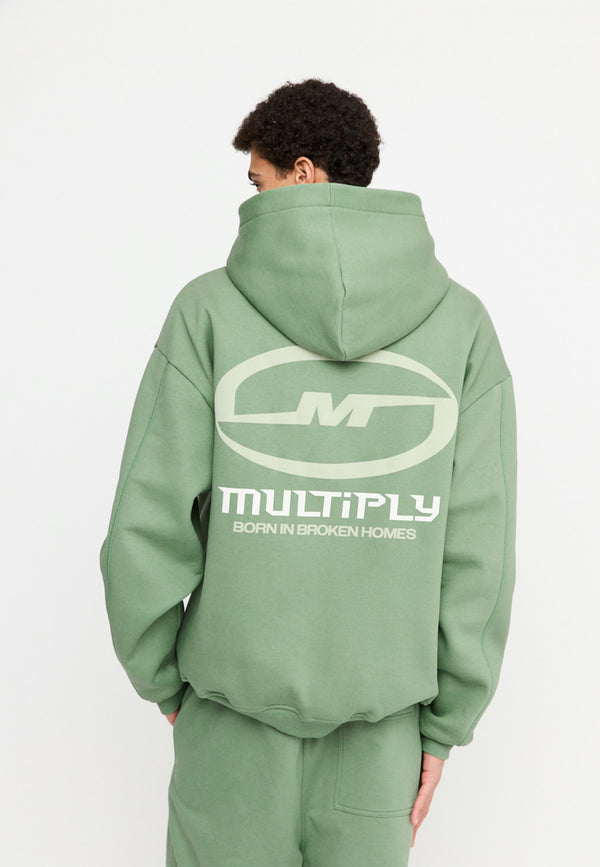 Multiply Spparel Oversize Zip Hoodie BROKEN IDENTITY Hedge Green Fabrikverkauf