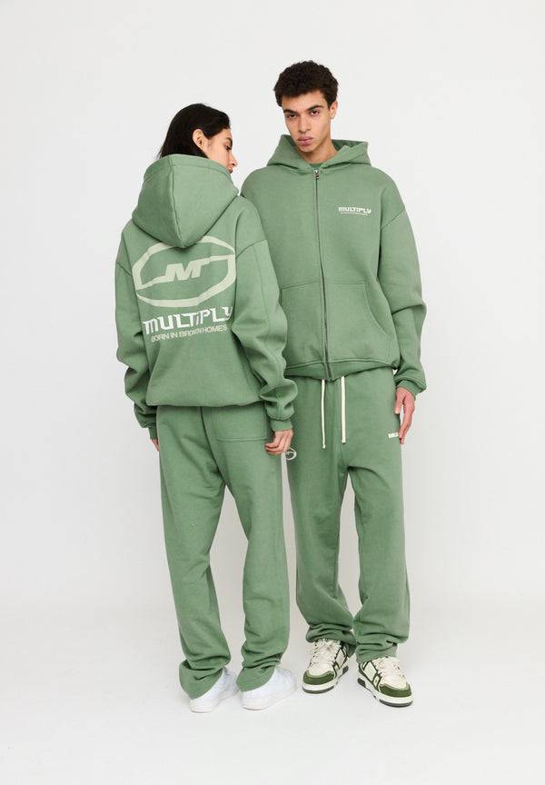 Multiply Spparel Oversize Zip Hoodie BROKEN IDENTITY Hedge Green Fabrikverkauf