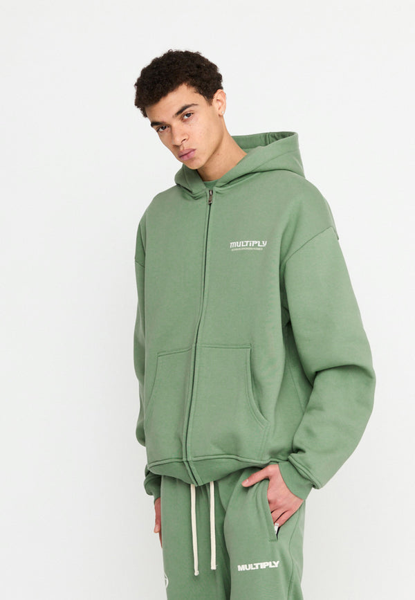 Multiply Spparel Oversize Zip Hoodie BROKEN IDENTITY Hedge Green Fabrikverkauf