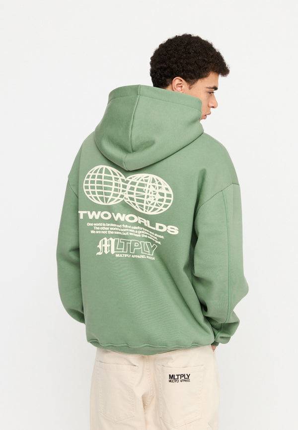 Multiply Spparel Oversize Zip Hoodie TWO WORLDS Hedge Green Outlet
