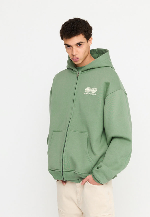 Multiply Spparel Oversize Zip Hoodie TWO WORLDS Hedge Green Outlet