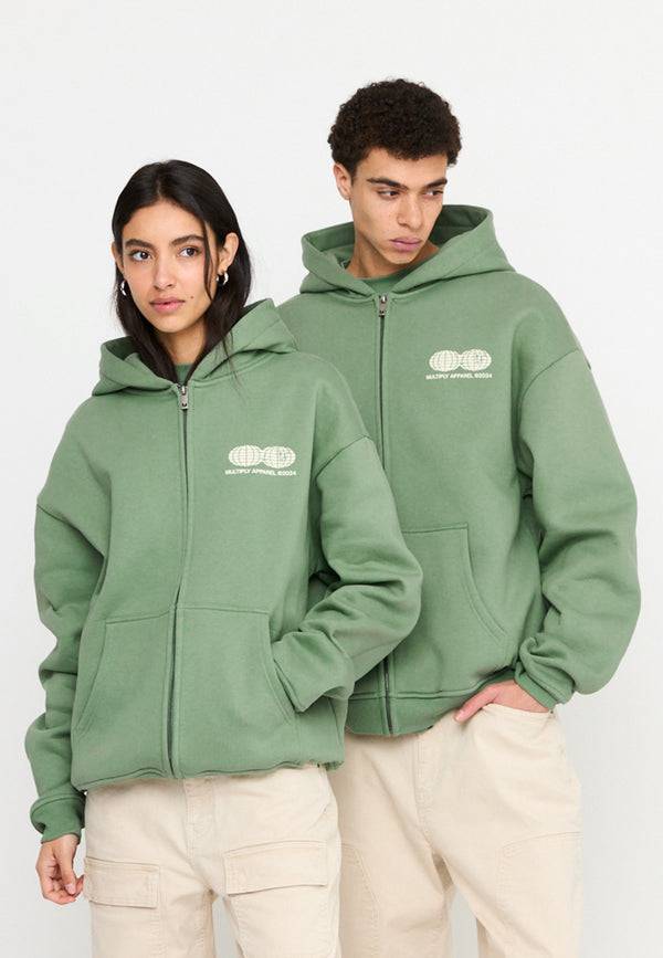 Multiply Spparel Oversize Zip Hoodie TWO WORLDS Hedge Green Outlet