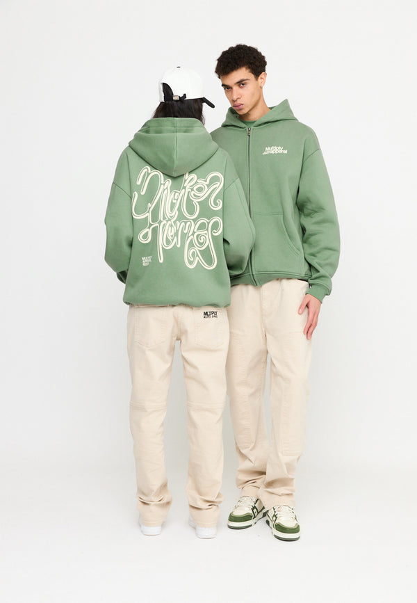 Multiply Spparel Oversize Zip Hoodie CONFLICT Hedge Green Auslauf