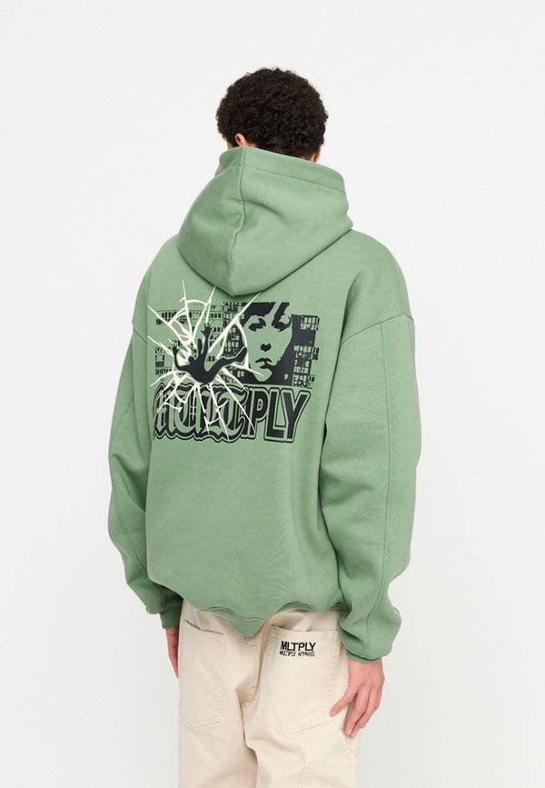 Multiply Spparel Oversize Hoodie INSECURITY Hedge Green Verkauf