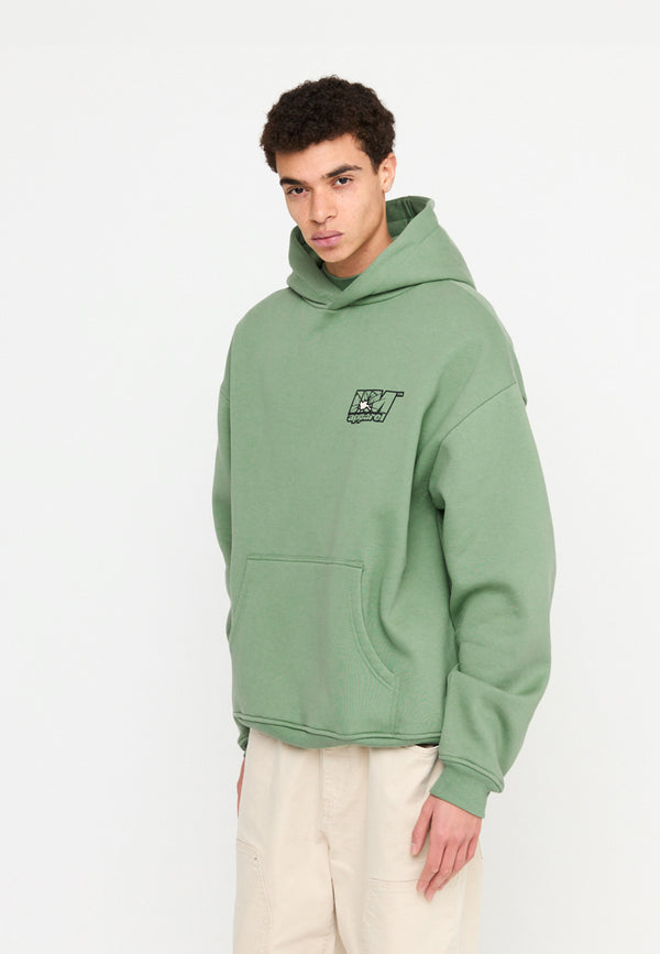 Multiply Spparel Oversize Hoodie INSECURITY Hedge Green Verkauf