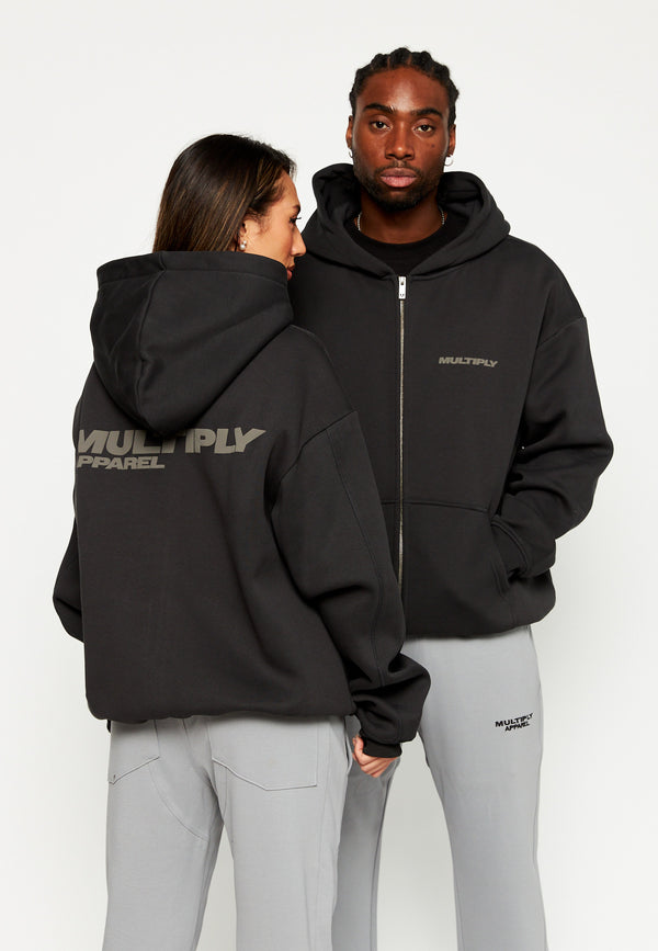 Multiply Spparel Oversize Zip Hoodie BASIQUE Black Soda Günstiger Verkauf