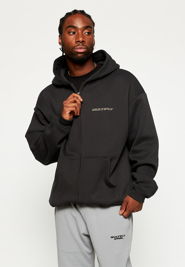 Multiply Spparel Oversize Zip Hoodie BASIQUE Black Soda Günstiger Verkauf