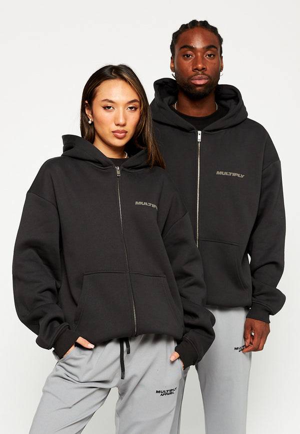 Multiply Spparel Oversize Zip Hoodie BASIQUE Black Soda Günstiger Verkauf