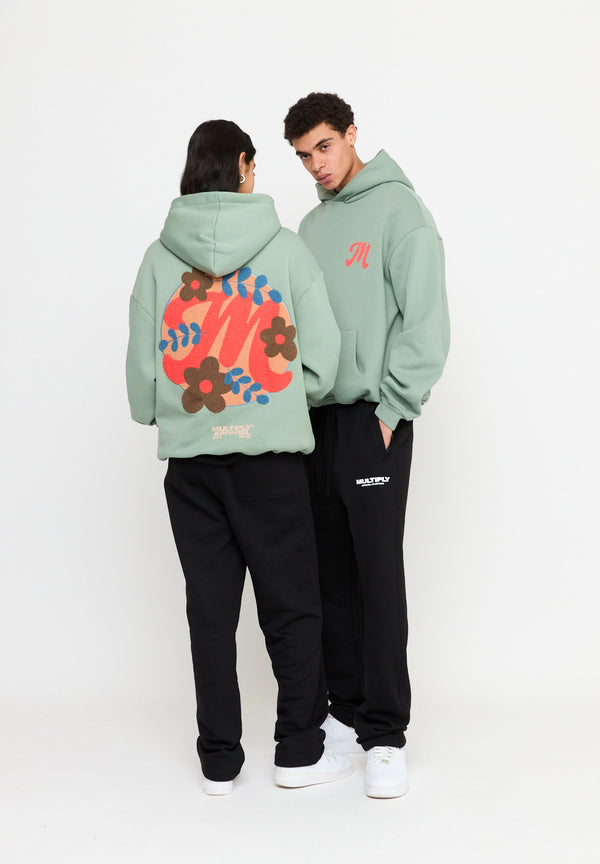 Multiply Spparel Oversize Hoodie M FLORAL Liiy Pad Soda Washed Fabrikverkauf