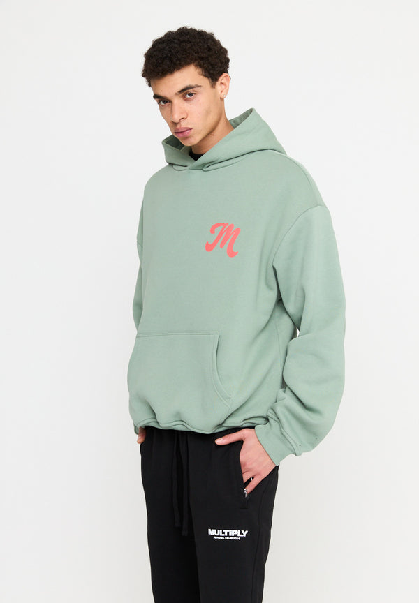 Multiply Spparel Oversize Hoodie M FLORAL Liiy Pad Soda Washed Fabrikverkauf