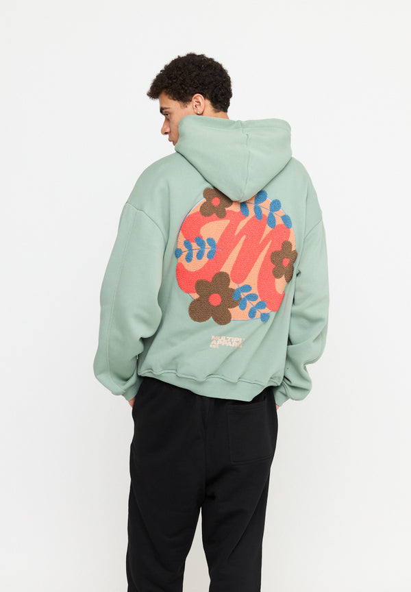 Multiply Spparel Oversize Hoodie M FLORAL Liiy Pad Soda Washed Fabrikverkauf