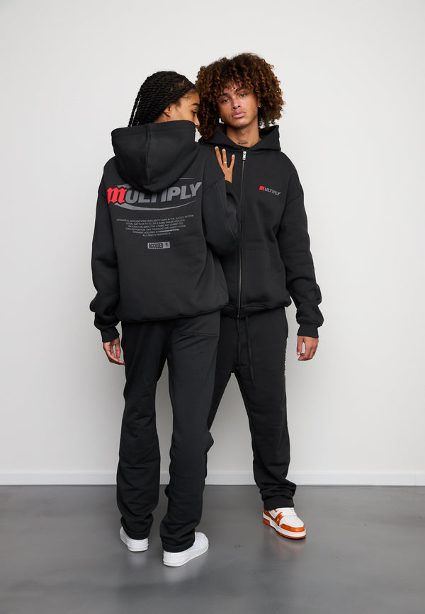Multiply Spparel Oversize Zip Hoodie ACCUSED Black Soda Washed Hotsell