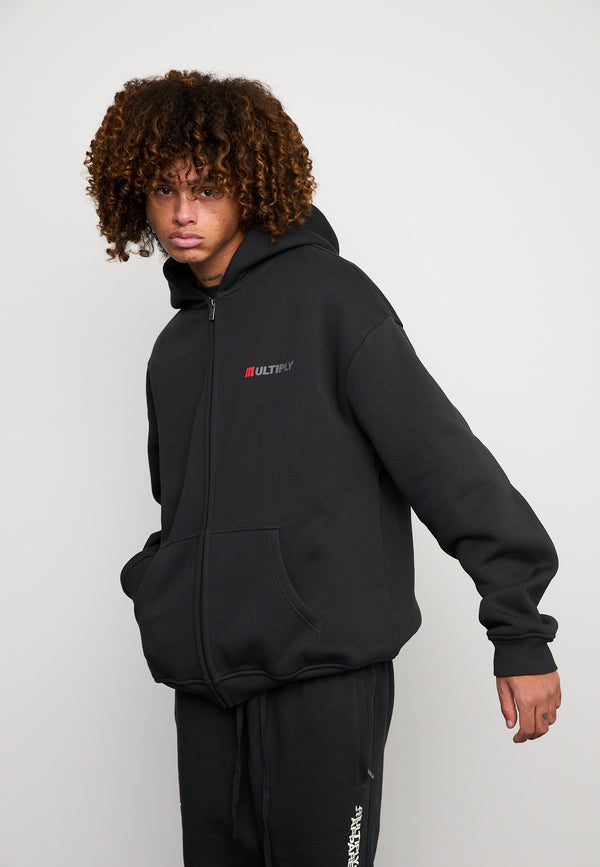Multiply Spparel Oversize Zip Hoodie ACCUSED Black Soda Washed Hotsell