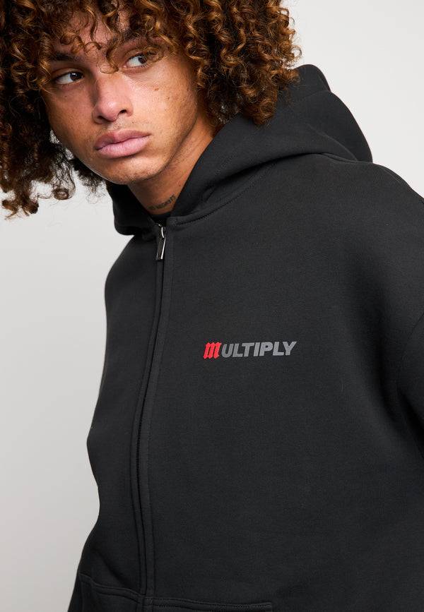Multiply Spparel Oversize Zip Hoodie ACCUSED Black Soda Washed Hotsell