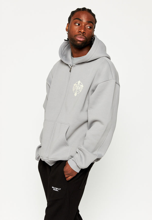 Multiply Spparel Oversize Zip Hoodie FADING FAITH Ultimate Grey Schlussverkauf