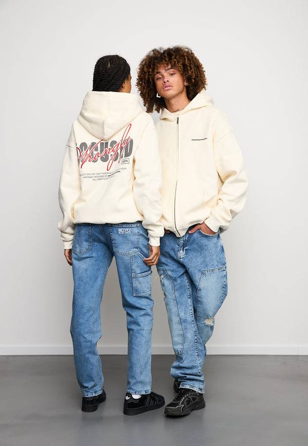 Multiply Spparel Oversize Zip Hoodie CHEATER Egret Zeitlich begrenztes Angebot