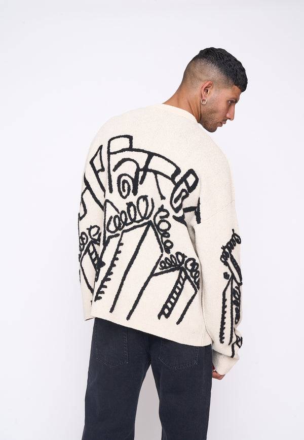 Multiply Spparel Oversize Knit Sweater DOWNTOWN White Swan Verkauf