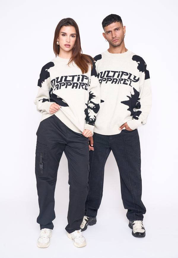 Multiply Spparel Oversize Knit Sweater URBAN White Swan Black Angebote
