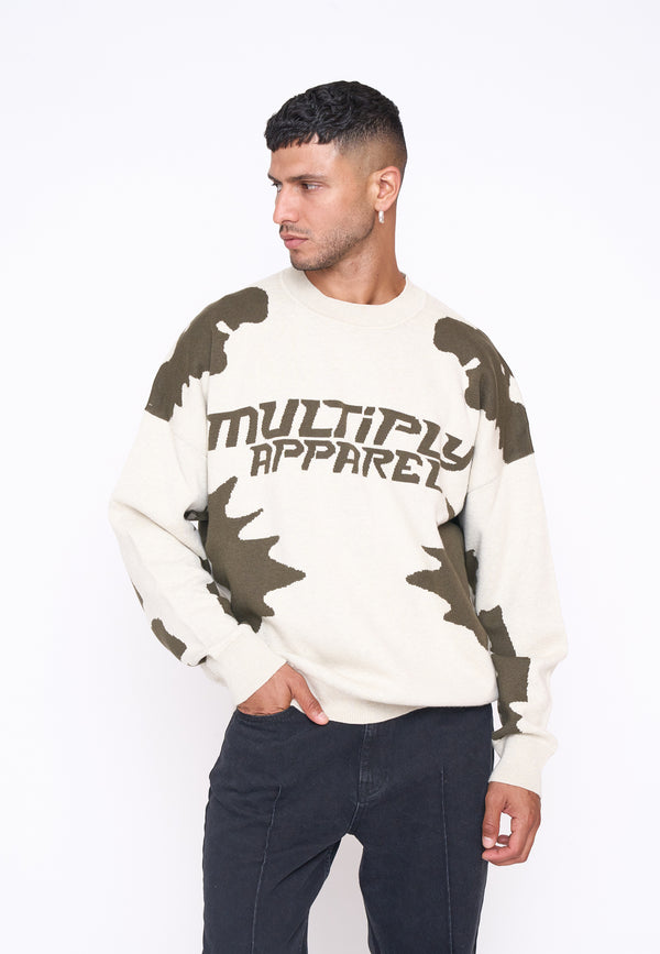 Multiply Spparel Oversize Knit Sweater URBAN White Swan Green Hotsell