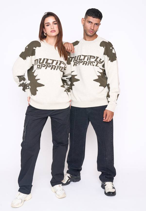 Multiply Spparel Oversize Knit Sweater URBAN White Swan Green Hotsell
