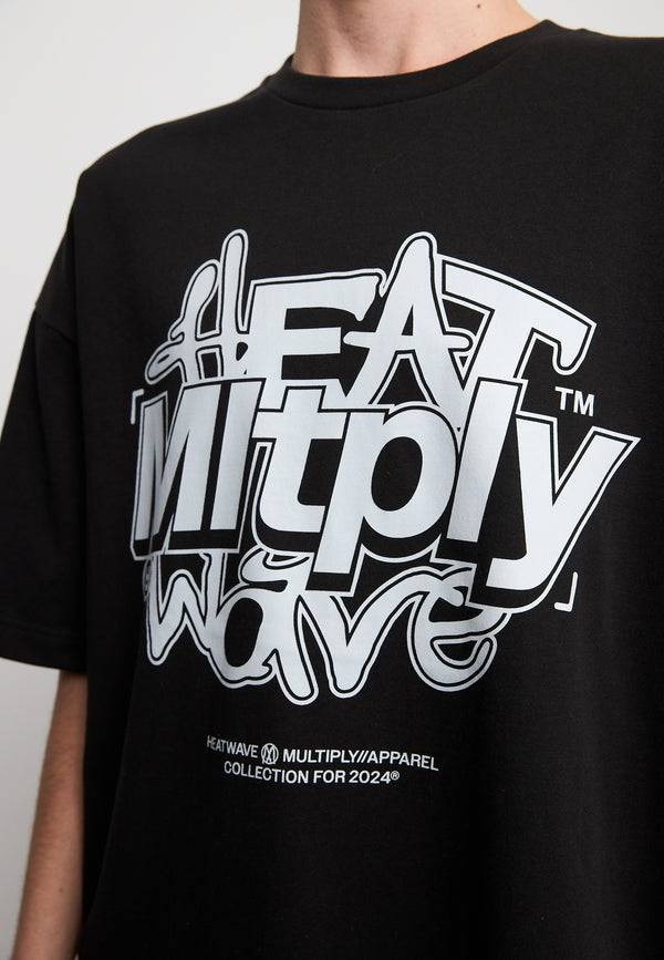 Multiply Spparel Oversize T-Shirt HEAT INDEX Black Soda Washed Günstiger Verkauf