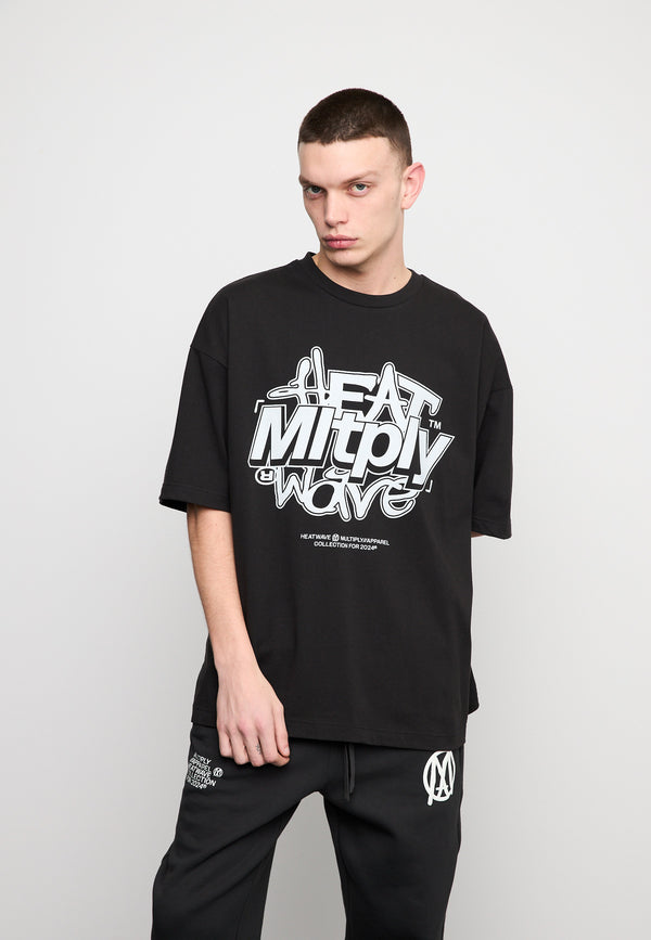 Multiply Spparel Oversize T-Shirt HEAT INDEX Black Soda Washed Günstiger Verkauf