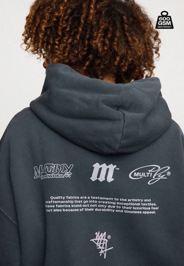 Multiply Spparel Oversize Zip Hoodie WEIGHTY Black Soda Schlussverkauf