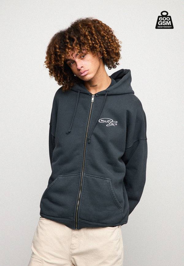 Multiply Spparel Oversize Zip Hoodie WEIGHTY Black Soda Schlussverkauf
