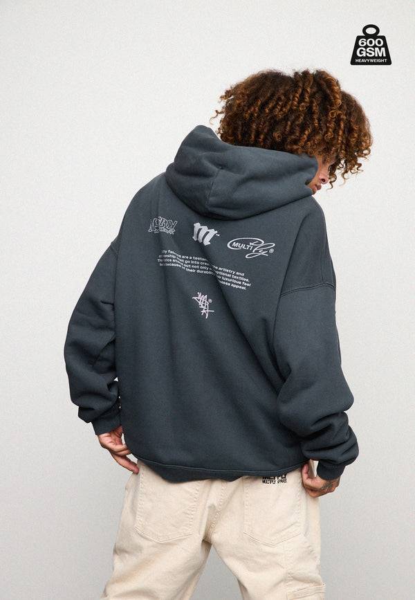 Multiply Spparel Oversize Zip Hoodie WEIGHTY Black Soda Schlussverkauf