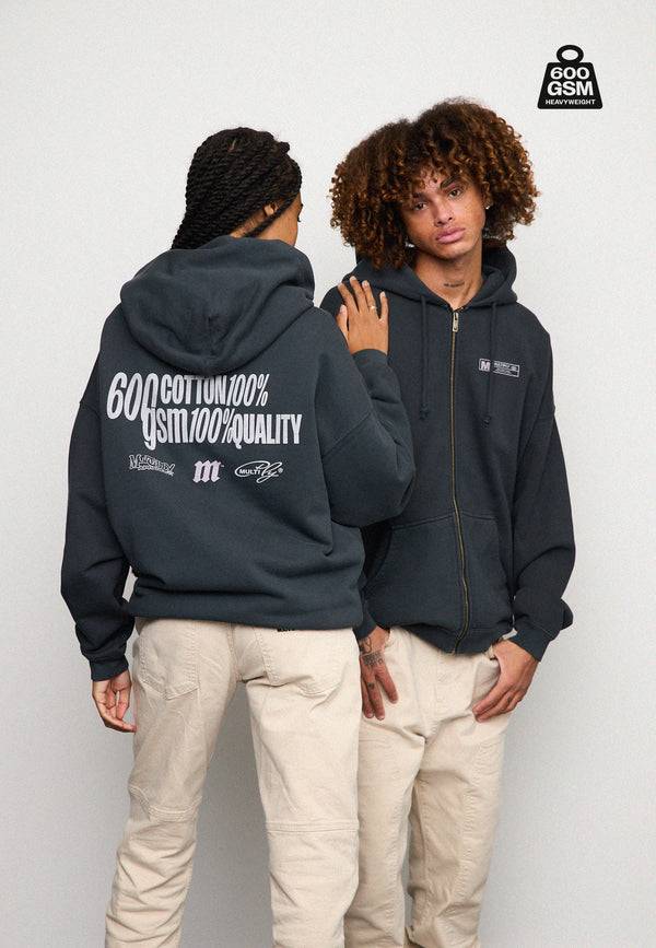 Multiply Spparel Oversize Zip Hoodie HEAVY Black Soda Meist gekauft