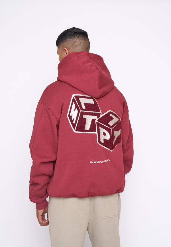 Multiply Spparel Oversize Zip Hoodie CUBES Ruby Wine Günstiger Verkauf