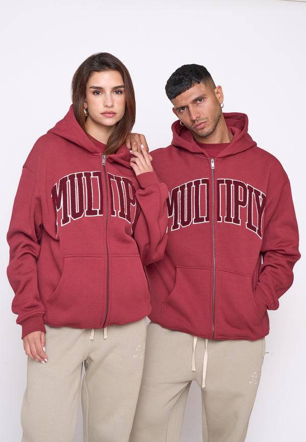 Multiply Spparel Oversize Zip Hoodie MAJOR Ruby Wine Fabrikverkauf