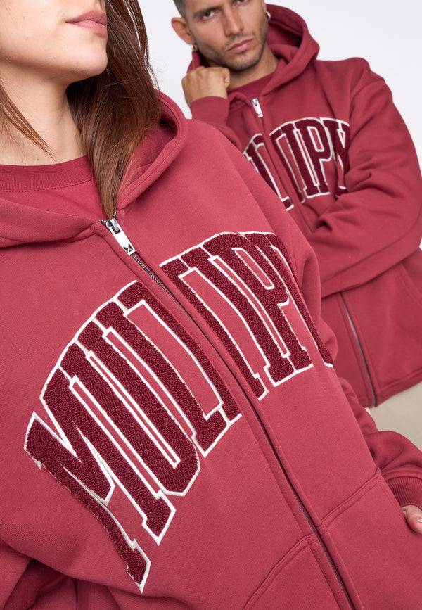 Multiply Spparel Oversize Zip Hoodie MAJOR Ruby Wine Fabrikverkauf