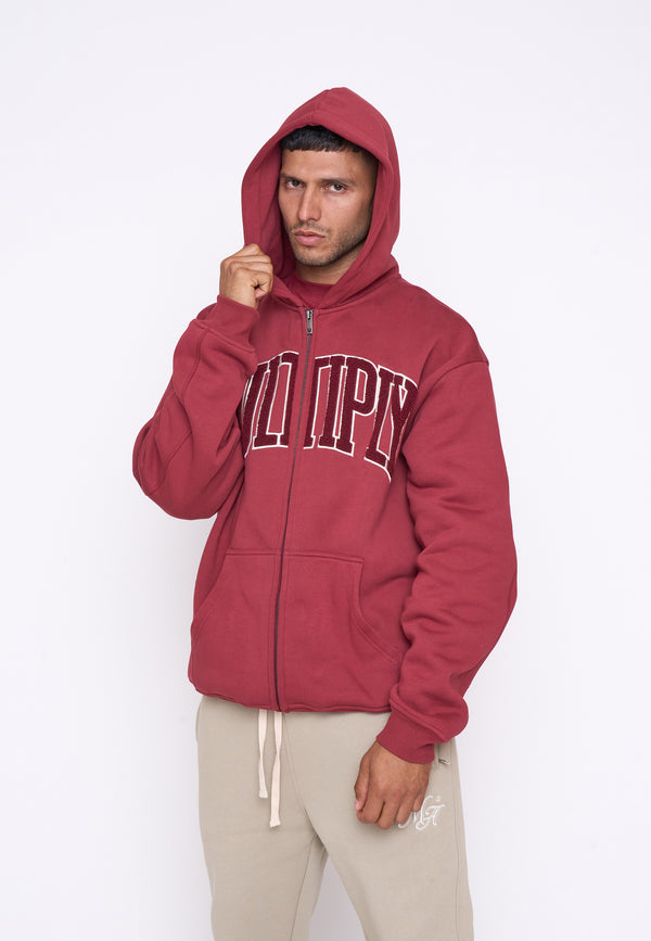 Multiply Spparel Oversize Zip Hoodie MAJOR Ruby Wine Fabrikverkauf