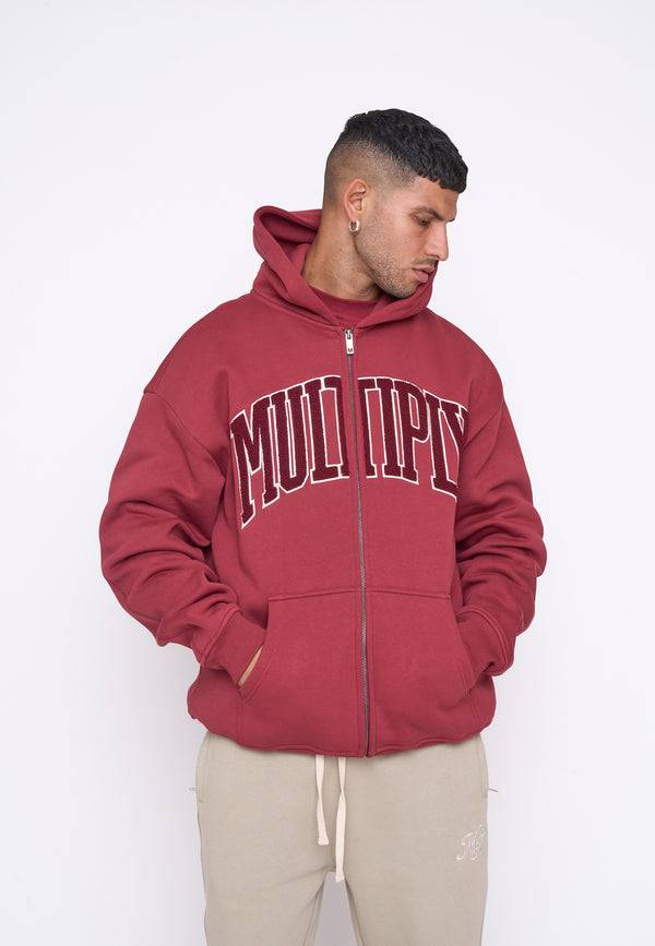 Multiply Spparel Oversize Zip Hoodie MAJOR Ruby Wine Fabrikverkauf