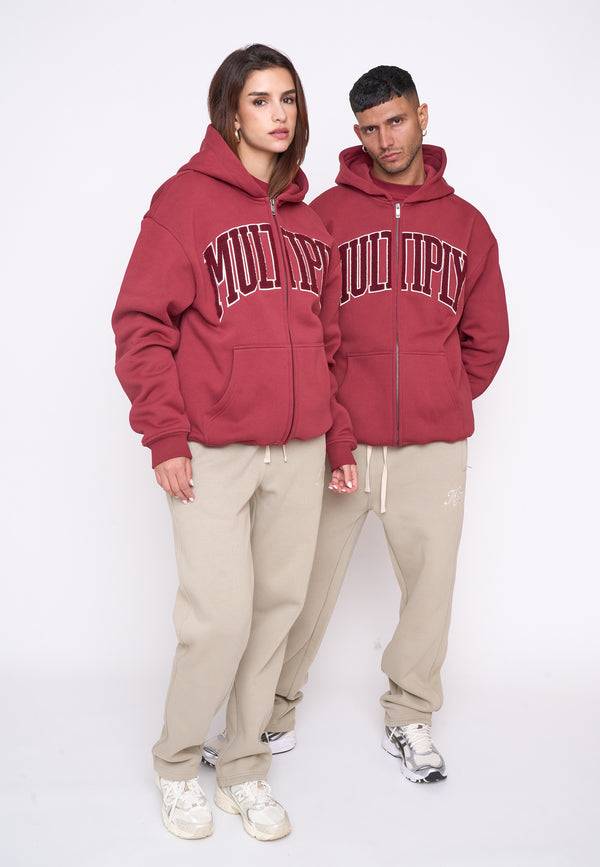 Multiply Spparel Oversize Zip Hoodie MAJOR Ruby Wine Fabrikverkauf