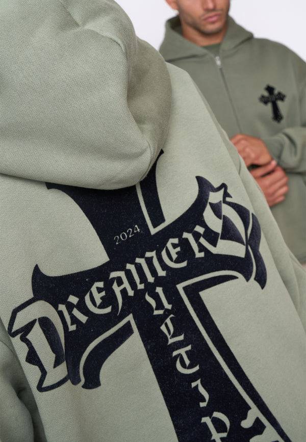 Multiply Spparel Oversize Zip Hoodie CAVALRY Four Leaf Clover Blitzverkäufe