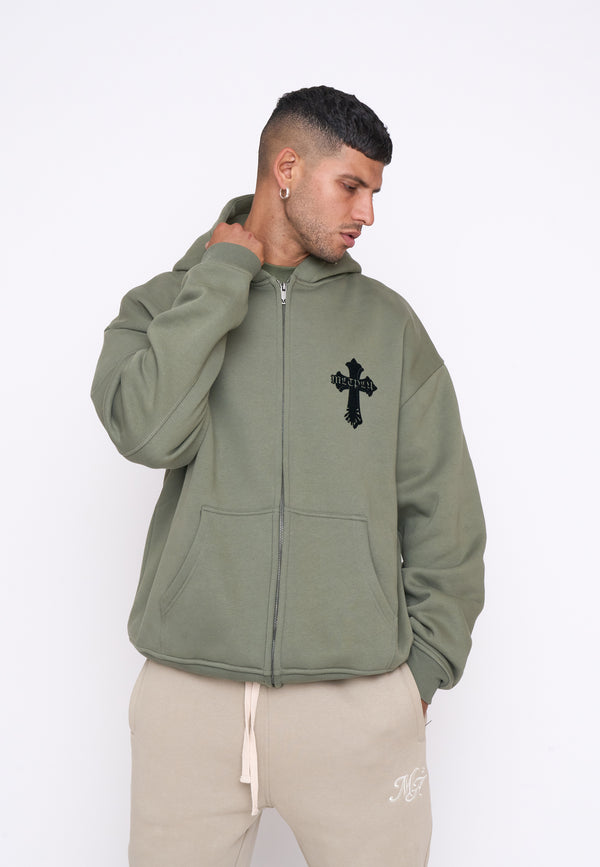 Multiply Spparel Oversize Zip Hoodie CAVALRY Four Leaf Clover Blitzverkäufe