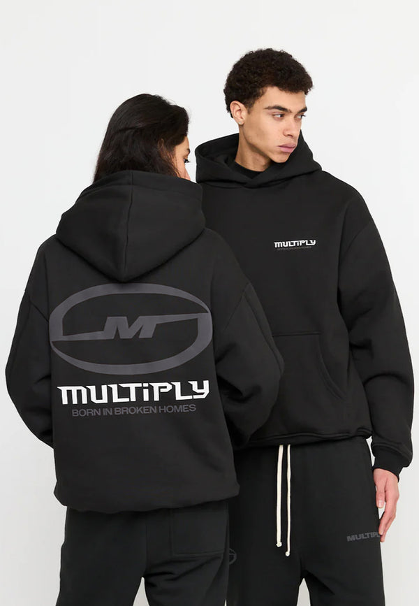Multiply Spparel Oversize Hoodie BROKEN IDENTITY Black Soda Washed im Angebot