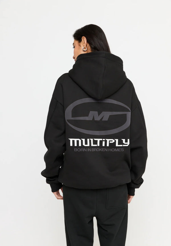 Multiply Spparel Oversize Hoodie BROKEN IDENTITY Black Soda Washed im Angebot