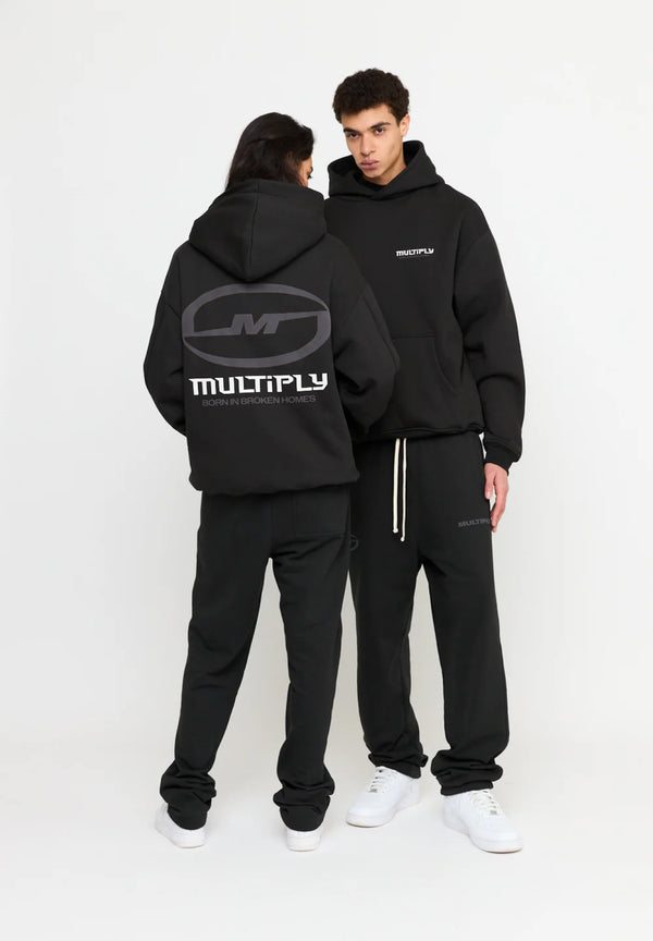 Multiply Spparel Oversize Hoodie BROKEN IDENTITY Black Soda Washed im Angebot