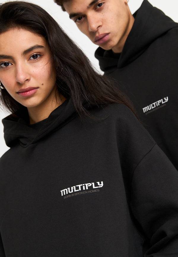 Multiply Spparel Oversize Hoodie BROKEN IDENTITY Black Soda Washed im Angebot