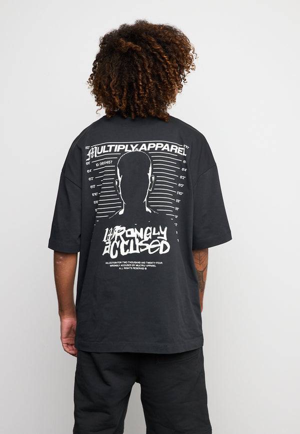 Multiply Spparel Oversize T-Shirt CALUMNY Black Soda Washed Outlet